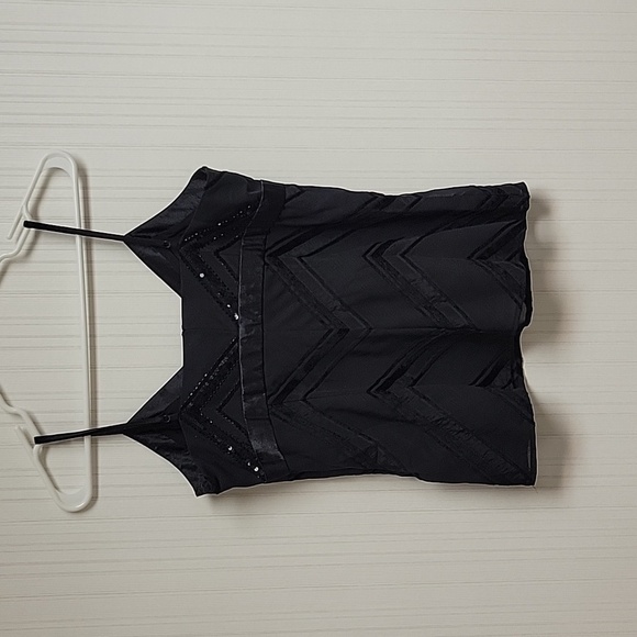 Guess Black Camisole Top, Womens Large. Adjustable Straps, Beaded, Lined, - Picture 3 of 8